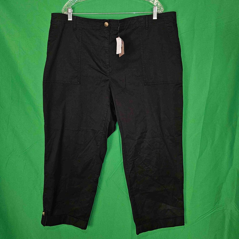 NWT J Jill Womens Black Pima Stretch Straight Leg Chino Pants 24